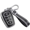 Keycare TPU Key Cover Compatible for Nexon, Harrier, Tigor BS6, Tigor EV, Safari 2021, Altroz, Safari Gold, Gravitas, Punch Smart Key | TP08 Silver Black